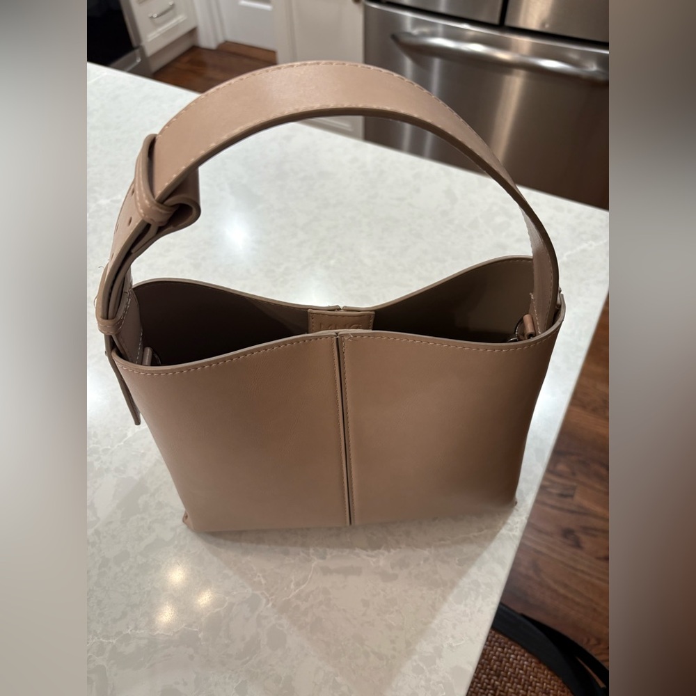 MNG Tan Leather Handbag with Strap